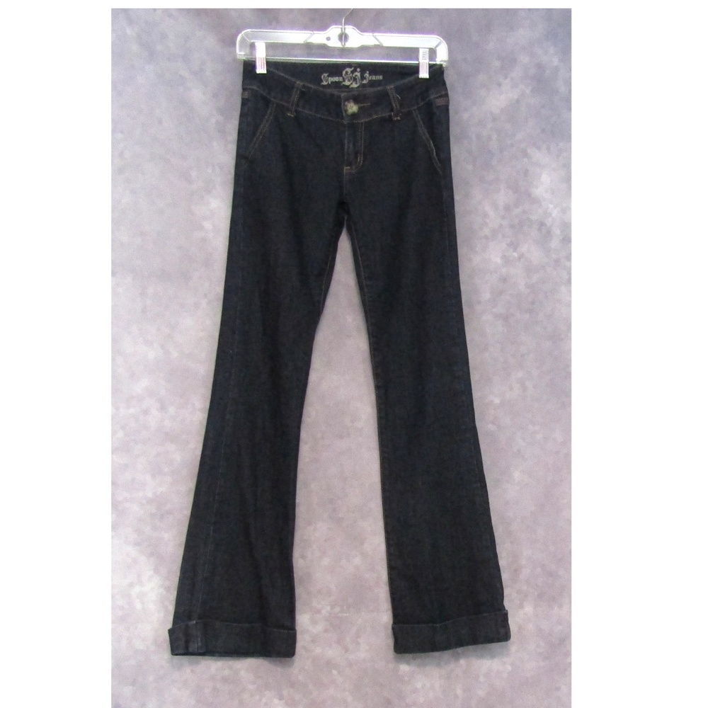 Spoon Jeans Dark Wash Cuffed Flare Size Juniors 5